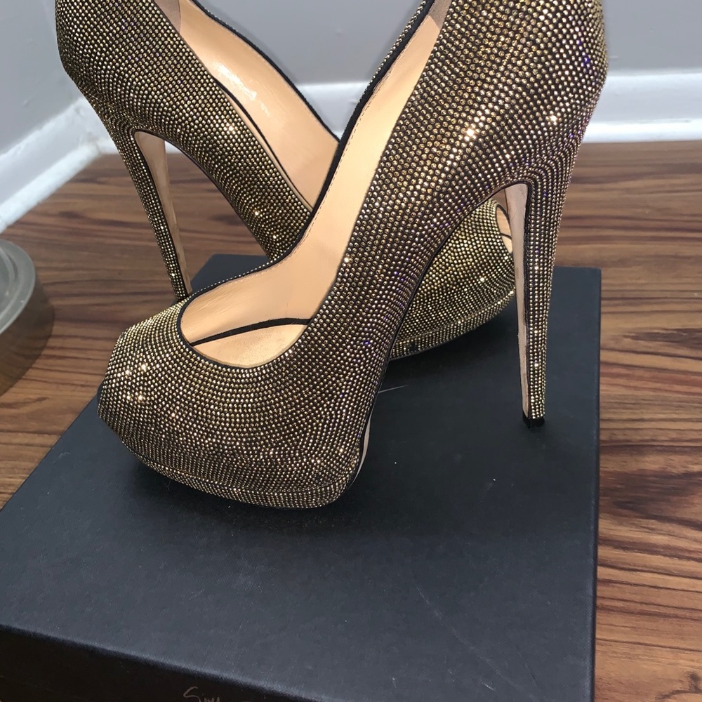 Giuseppe Zanotti Golden Crystal Heels Size 41